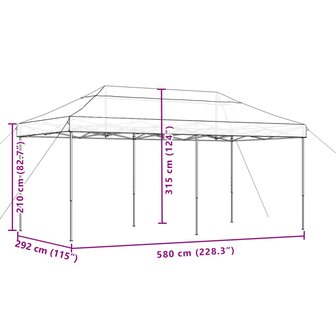 Partytent inklapbaar pop-up 580x292x315 cm groen