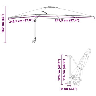 Tuinparasol Groen 248.5 x 247.5 x 160 cm Polyester, Staal