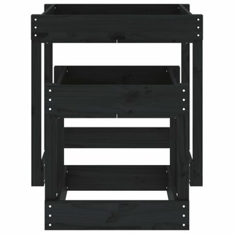Zandtafels 2 st massief grenenhout zwart