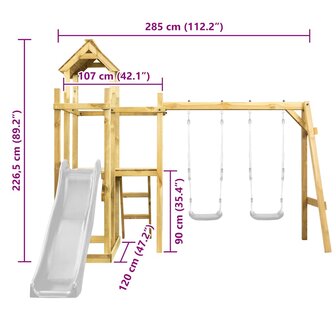 Speeltoren 285x120x226,5 cm ge&iuml;mpregneerd grenenhout