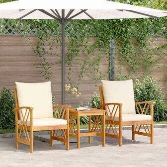 Tuin Sofa Set met kussen 3 pcs Bruin Massief acaciahout