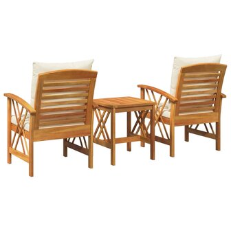 Tuin Sofa Set met kussen 3 pcs Bruin Massief acaciahout