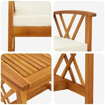 Tuin Sofa Set met kussen 3 pcs Bruin Massief acaciahout