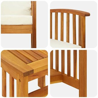 Tuin Sofa Set met kussen 3 pcs Bruin Massief acaciahout