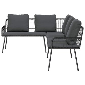 Tuin Sofa Set 2 pcs Zwart poly rattan