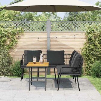 Tuin Sofa Set 2 pcs Zwart poly rattan