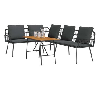 Tuin Sofa Set 2 pcs Zwart poly rattan