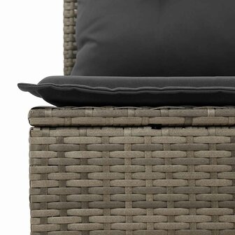 9-delige Loungeset met kussens poly rattan grijs