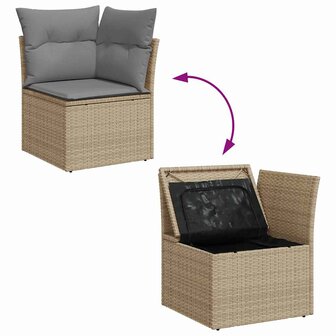 8-delige Loungeset met kussens poly rattan beige