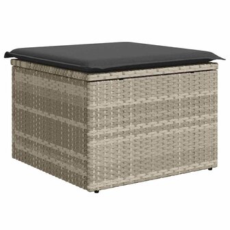 9-delige Loungeset met kussens poly rattan lichtgrijs