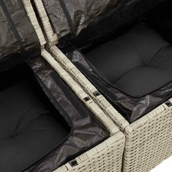 9-delige Loungeset met kussens poly rattan lichtgrijs