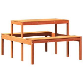 Picknicktafel 110x134x75 cm massief grenenhout wasbruin