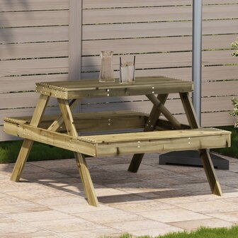 Picknicktafel 105x134x75 cm ge&iuml;mpregneerd grenenhout