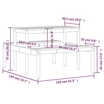 Picknicktafel 110x134x75 cm ge&iuml;mpregneerd grenenhout