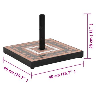 Parasolvoet vierkant 12 kg terracottakleurig wit