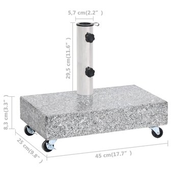 Parasolvoet 45x25x8 cm graniet lichtgrijs