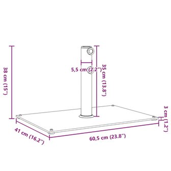 Parasolvoet voor stokken van &Oslash;32/38/48 mm 15 kg rechthoekig