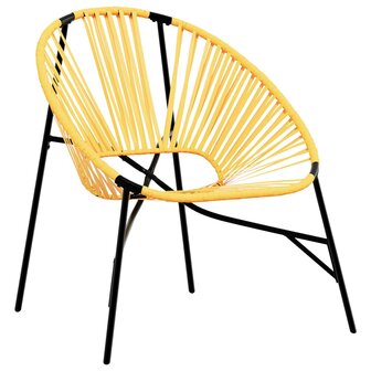 Tuinstoel Egg poly rattan zwart en geel