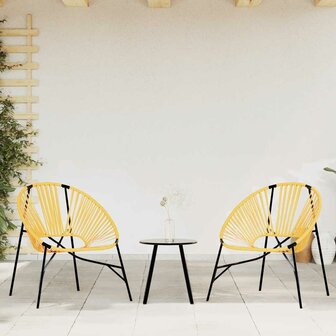 Tuinstoel Egg poly rattan zwart en geel