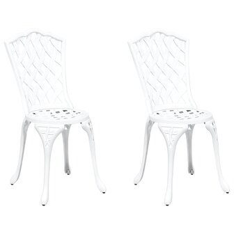 Tuinstoel 2 pcs Wit 55 x 56.5 x 91cm Aluminium
