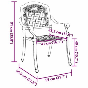 Tuinstoel 2 pcs Wit 55 x 56.5 x 91cm Aluminium