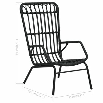 Tuinstoel poly rattan zwart