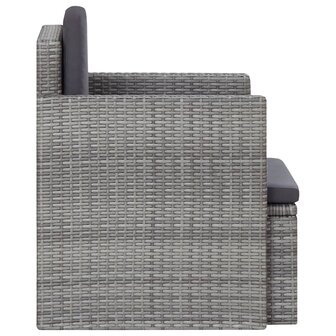 Tuinstoel met kussens poly rattan grijs