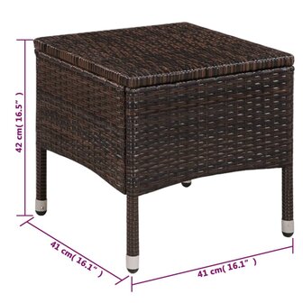 Tuinstoel en kruk met kussens poly rattan bruin