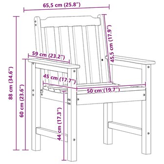 Tuinstoel 6 pcs Wit 65.5 x 55.5 x 88cm Kunststof