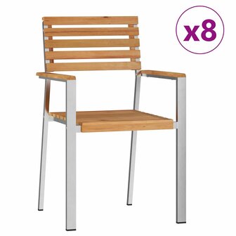 Tuinstoel 8 pcs Bruin 56 x 54.5 x 87cm Massief teakhout