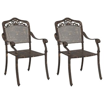 Tuinstoel 2 pcs Brons 55 x 56.5 x 91cm Aluminium