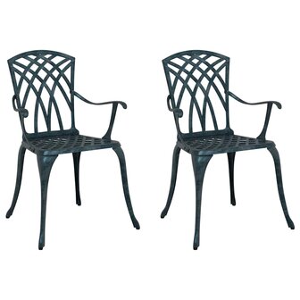 Tuinstoel 2 pcs Groen 55 x 56.5 x 91cm Aluminium