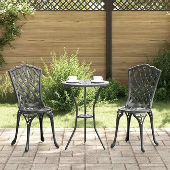 Tuinstoel 2 pcs Zwart 55 x 56.5 x 91cm Aluminium