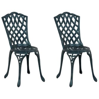 Tuinstoel met kussen 2 pcs Groen 55 x 56.5 x 91cm Aluminium