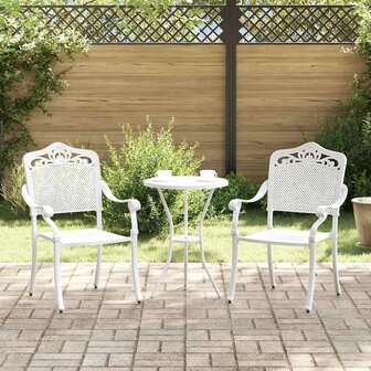 Tuinstoel 2 pcs Wit 55 x 56.5 x 91cm Aluminium