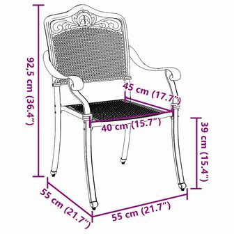 Tuinstoel 2 pcs Wit 55 x 56.5 x 91cm Aluminium