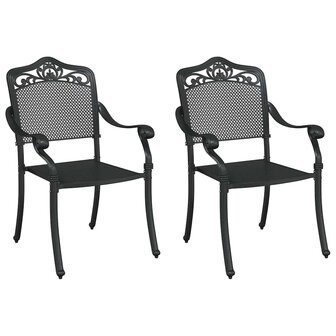 Tuinstoel 2 pcs Zwart 55 x 56.5 x 91cm Aluminium