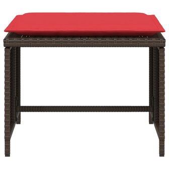 Tuinstoel met voetenbank poly rattan bruin
