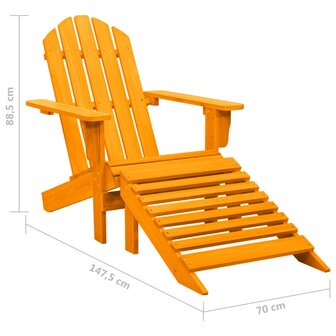 Tuinstoel Adirondack met voetenbank massief vurenhout oranje