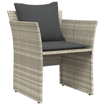 Tuinstoel met voetenbank poly rattan lichtgrijs