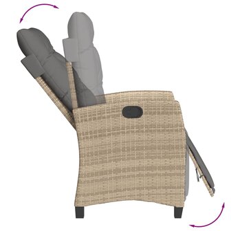 Tuinstoelen 2 st verstelbaar voetensteun poly rattan beige mix