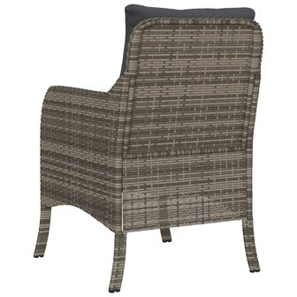 Tuinstoelen 2 st met kussens poly rattan grijs