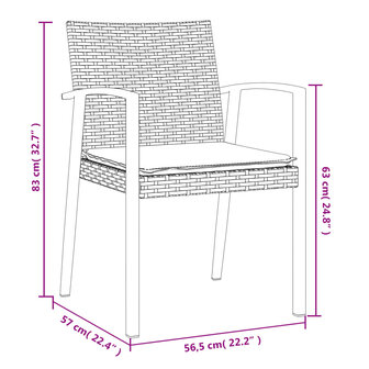 Tuinstoelen 4 st met kussens 56,5x57x83 cm poly rattan bruin