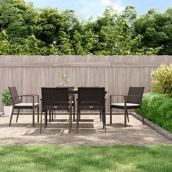 Tuinstoelen 6 st met kussens 56,5x57x83 cm poly rattan bruin