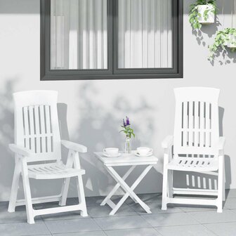 Tuinstoelen 2 st verstelbaar PP wit