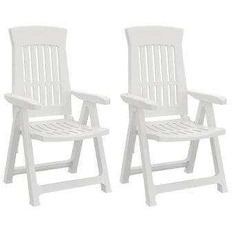 Tuinstoelen 2 st verstelbaar PP wit