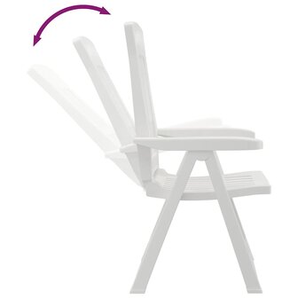 Tuinstoelen 2 st verstelbaar PP wit