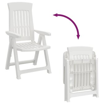 Tuinstoelen 2 st verstelbaar PP wit