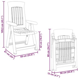 Tuinstoelen 2 st verstelbaar PP wit