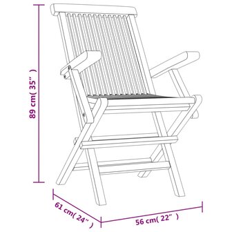 Tuinstoelen inklapbaar 6 st 56x61x89 cm massief teakhout grijs